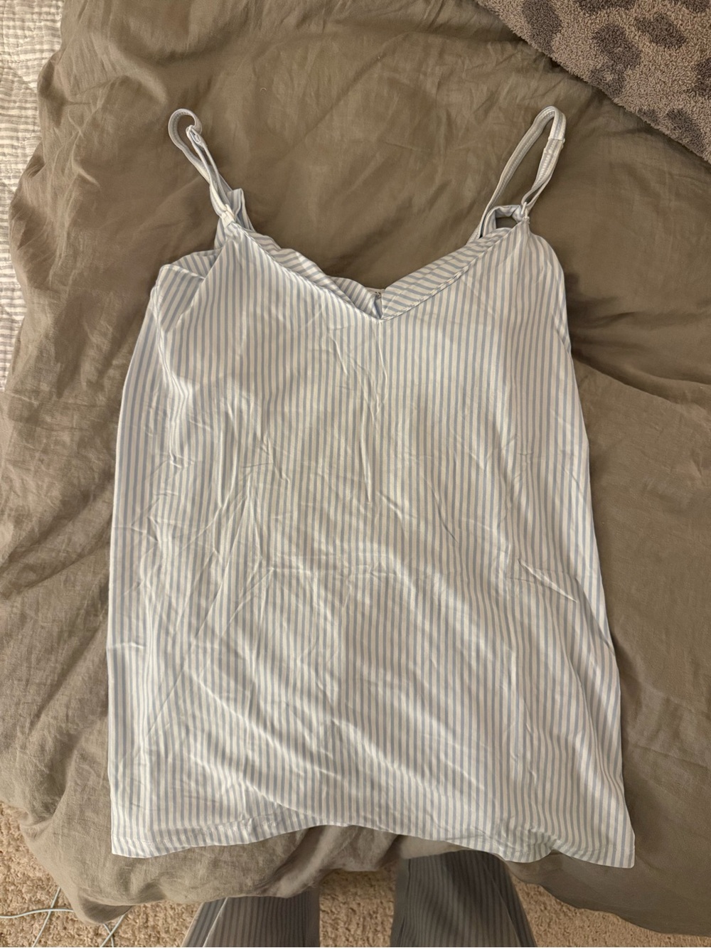 Soft Blue & White Striped V-Neck Women's Camisole
